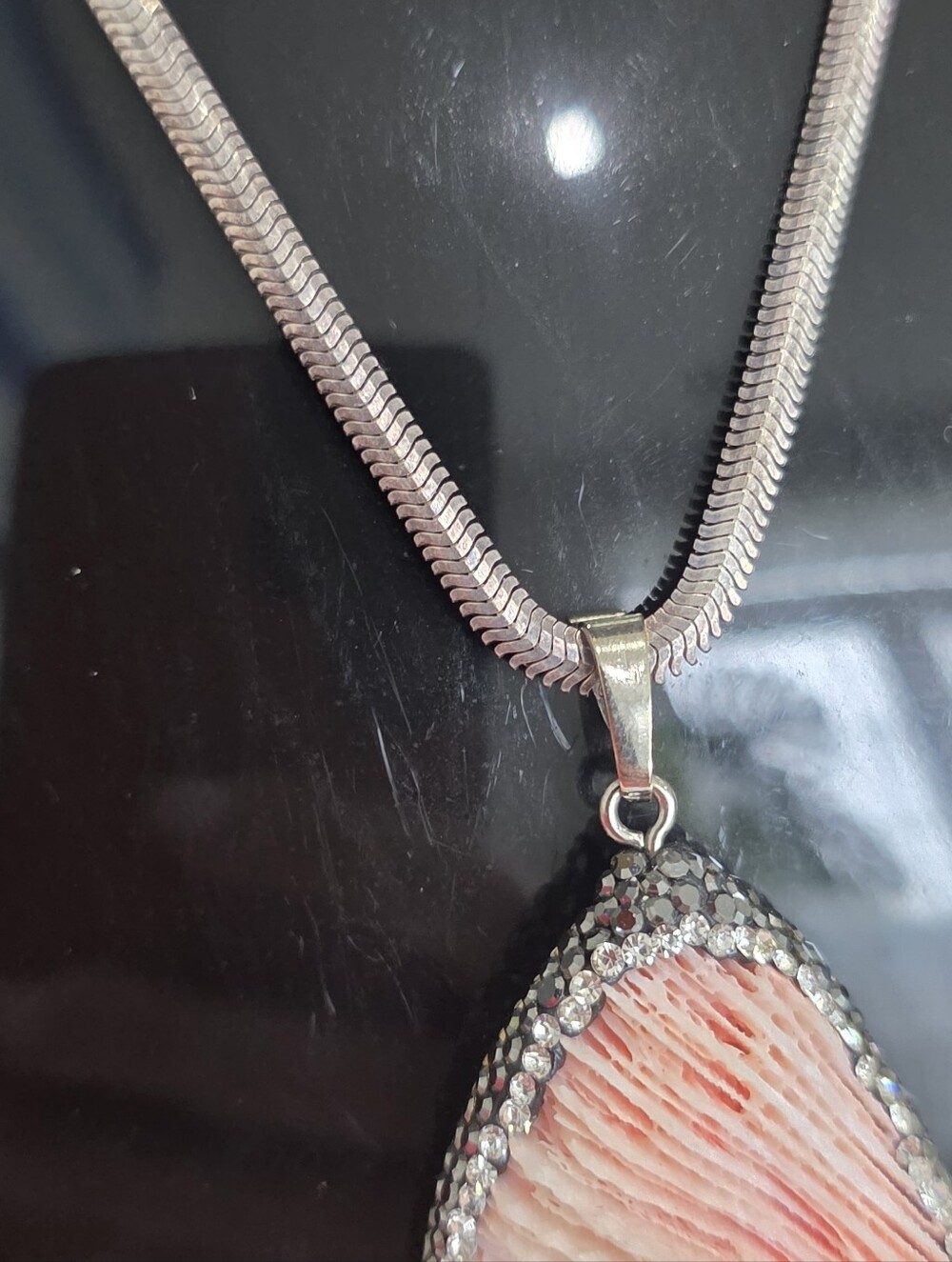Natural Pink Coral Pendant Necklace 925 Sterling Silver 18" - Picture 7 of 7